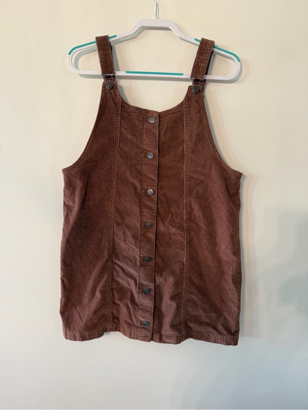 Celebrity Pink Brown Corduroy Button-Front Pinafore Tunic